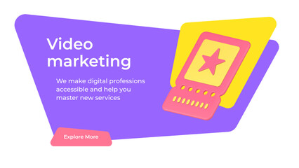Poster - Video marketing digital internet promo optimization social media banner 3d icon vector