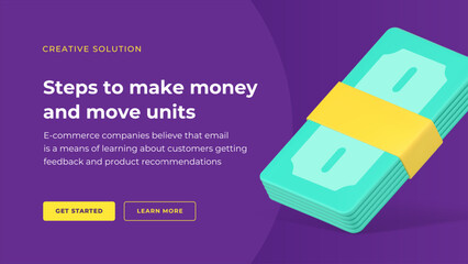 Poster - Steps to make money business marketing strategy development social media banner 3d icon vector