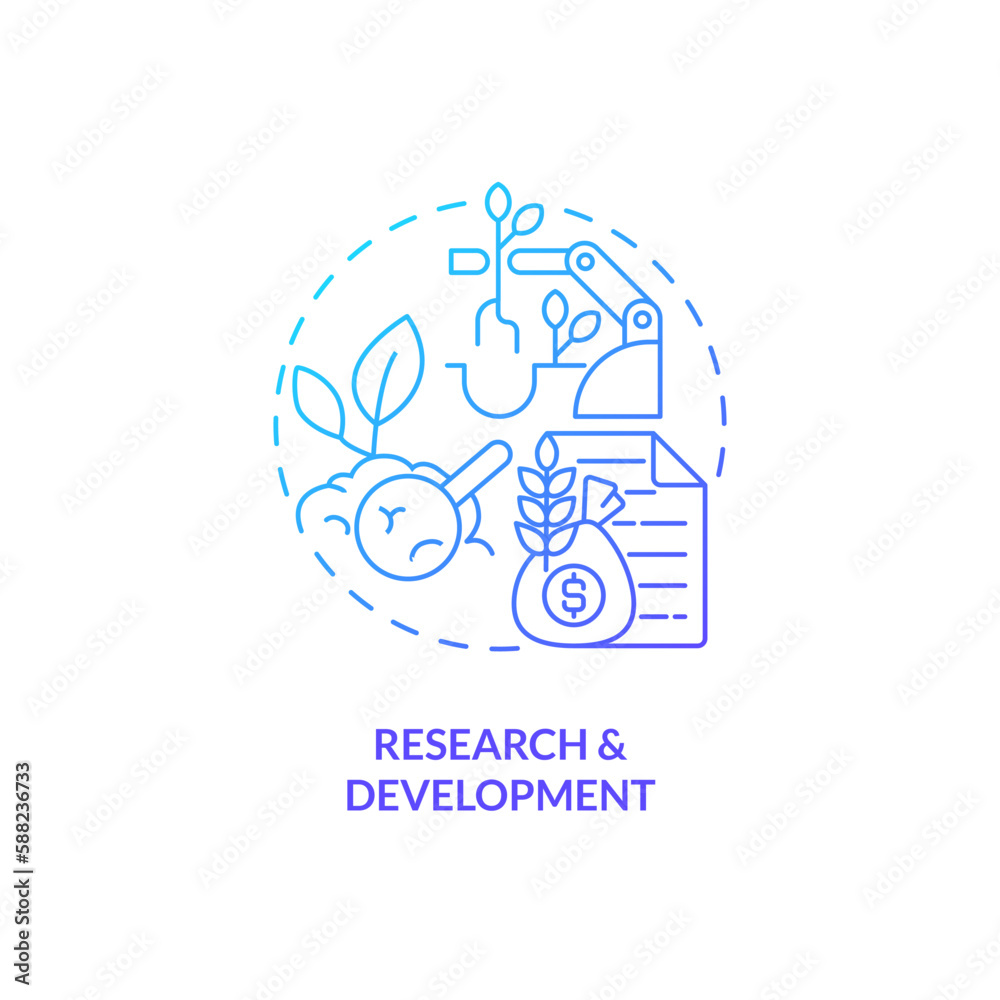 Research and development blue gradient concept icon. Farming industry ...