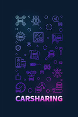Poster - Carsharing colored outline illustration - Car Sharing vector concept banner