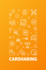 Poster - Carsharing linear illustration - Car Sharing vector concept line banner