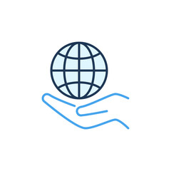 Poster - Hand Holding Globe vector concept colored icon or sign