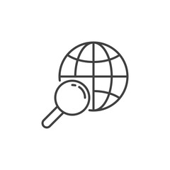 Poster - Globe with Magnifier vector concept line icon or sign