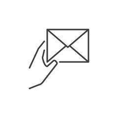 Poster - Hand with Envelope vector Message concept outline icon