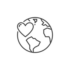 Poster - Heart with Earth vector concept line icon or sign