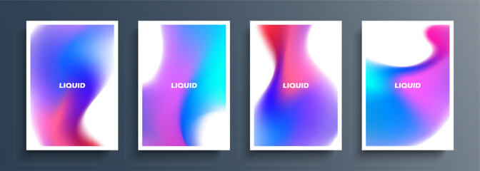 Leinwandbilder - Bright liquid shapes. Vibrant blobs or splashes backgrounds collection. Covers with fluid dynamic elements for your creative graphic design. Vector illustration.
