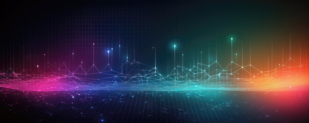Abstract technology background with glowing lines and dots. Big data concept. Vector illustration.