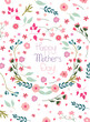 Unique floral vector design with magical flowers forming a wreath. Happy mother's day. Bright compositions are ideal for banners, posters, birthdays, weddings, etc. Vector illustration.