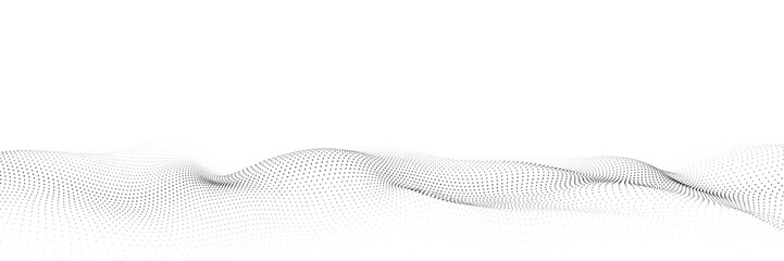 Fototapete - Wave of particles. Digital wave background concept. Abstract technology background. Big data visualization. Vector illustration.