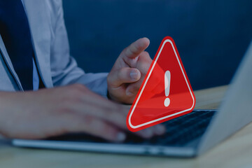 computer hack warning concept of cyber attack on computer network malicious software