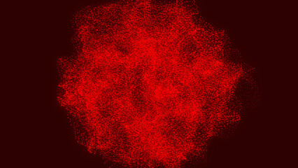 Poster - Abstract vector mesh spheres. Wave of particles. Wave with connecting dots and lines on dark background. Abstract futuristic background.