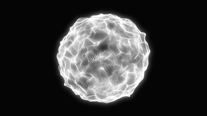 Aufkleber - White glowing dots sphere background. Geometric modern technology concept with glowing sphere dots. Looped distortion waves on abstract sphere of particles