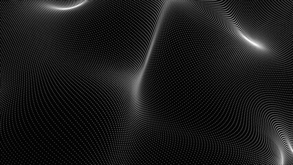 Aufkleber - Vector illustration. Halftone texture with dots. Geometric abstract background with connected lines and dots. Molecule and communication background. Wave flow.