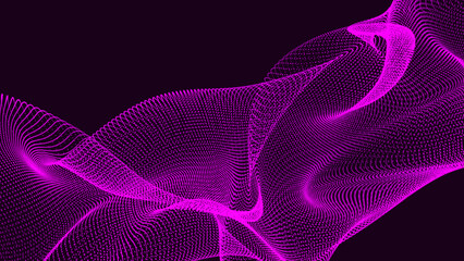 Aufkleber - Technology digital wave background concept. Data technology illustration. Abstract halftone wave dotted background. Purple background with copy space.