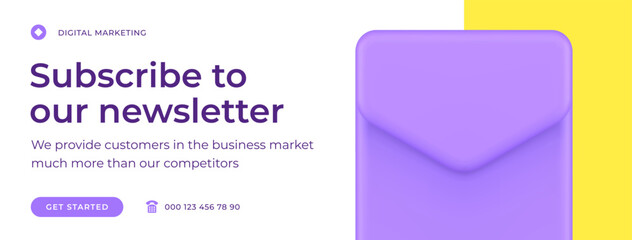 Poster - Mailing list business marketing strategy subscribing newsletter social media banner 3d icon vector