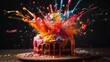 Abstract cake, explosion, generative ai