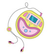 © Diana Berber - Retro music player with headphones, Y2K collection object, sticker, portable music system.