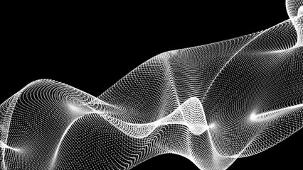 Aufkleber - Data technology illustration. Abstract halftone wave dotted background. Black and white background with copy space. Premium background design with diagonal Black and white line pattern