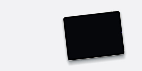 modern tablet with dark screen on white