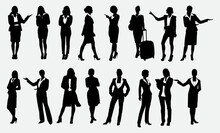Businesswoman Silhouette Vector Illustration, This Vector Illustration Features The Silhouette Of A Successful And Confident Business Woman