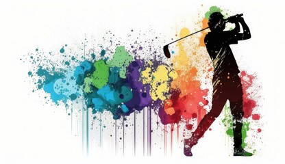  Golf sport player in action swing. Generative AI