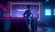 © Polarpx - Single girl in a bar going out alone in the moody nightlife in dim light