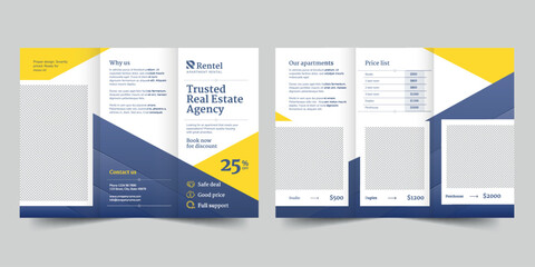 Wall Mural -  Apartment Rental  trifold brochure template. A clean, modern, and high-quality design tri fold brochure vector design. Editable and customize template brochure