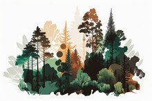 Lush Forest, With A Vibrant Color Palette Of Green And Brown - Generative AI
