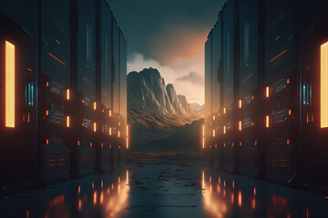 Poster - Massive hidden Data Center - AI generated