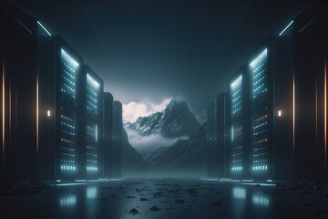 Poster - Massive hidden Data Center - AI generated