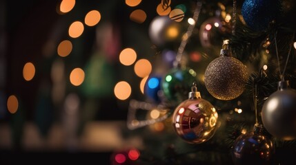 Sticker - Christmas tree with decoration balls and lights