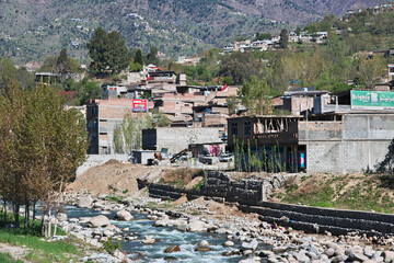 Wall Mural - Swat river in the valley of Himalayas, Pakistan