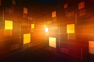Poster - 2d illustration abstract futuristic electronic circuit technology background