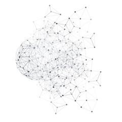 Poster - Black and White Modern Minimal Style Polygonal Networks Structure, Digital Telecommunications Concept Design,Network Connections, Transparent Geometric Wireframe - Creative Isolated Vector