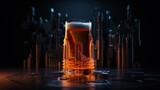 Fototapeta Łazienka - A Glass of Beer on a Table, Generative AI