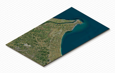 3d model of narita, chiba, japan. isometric map virtual terrain 3d for infographic. geography and to