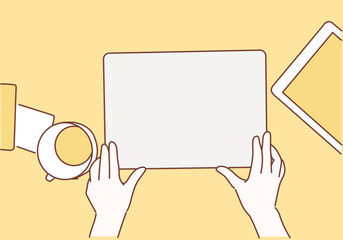 Wall Mural - modern office desktop. hand drawn style vector design illustrations.