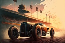 Hot Rods Classic Muscle Car Speed Racing, Created With Generative Ai