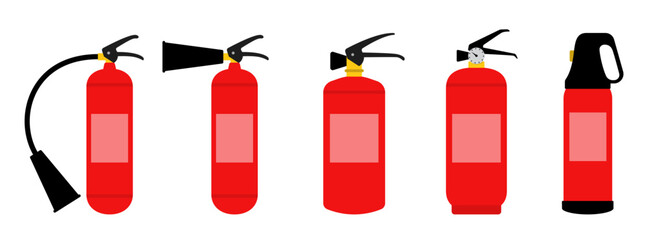 Wall Mural - Fire extinguisher icons set. Fire extinguisher red icons. Vector illustration. Firefighter equipment