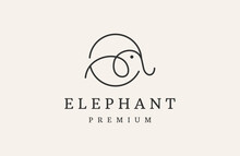 Elephant Logo Style Design Inspiration Vector Line Style Icon .