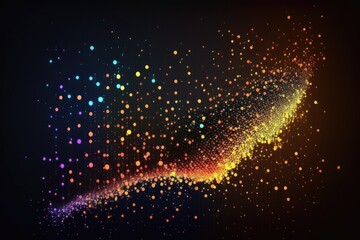 Sticker - Abstract colorful particles wave on dark background