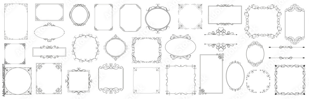 Ornamental label frames. Old ornate labels, decorative vintage frame ...