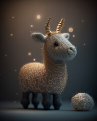 Wall Mural - Fabulous, decorative knitted toy llama. A cute character for children's stories and fairy tales. Created with AI.