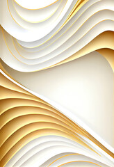 Wall Mural - Abstract background with curved paper sheets in yellow and beige colors, ai generation