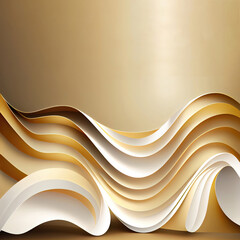 Aufkleber - Abstract background with golden paper cut shapes, ai generation, banner, place for text.