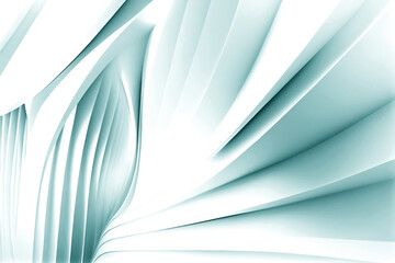 Poster - Abstract architecture futuristic green background with wavy lines, in 3d style, ai generation.