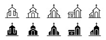 Church Vector Icons. Church Building Icon. Chapel Symbols. Church Silhouettes Collection.