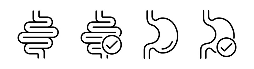Stomach vector icons. Digestion icons. Diet icons.