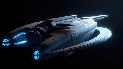 Wall Mural - spaceship in deep space, made with generated ai