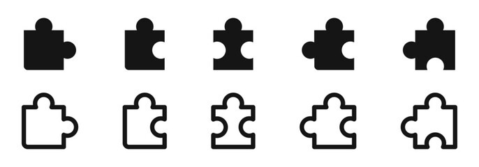 Puzzle jigsaw isolated on transparent background. Puzzle vector icon. Puzzle pieces icons.